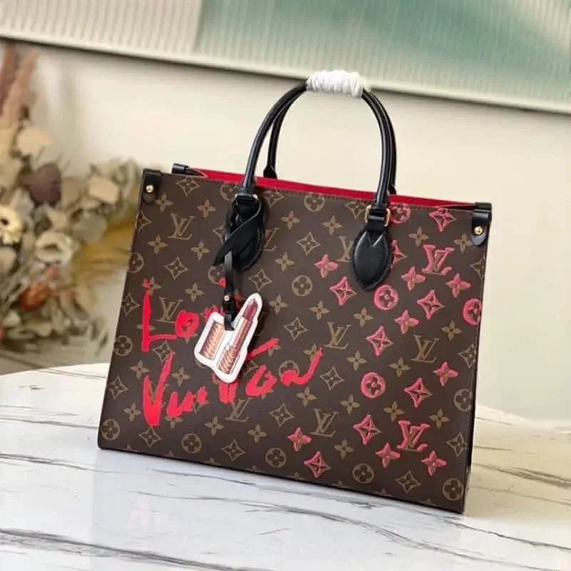 LouisVuitton women's tote bag classic monogram pattern red graffiti design fashion handbag